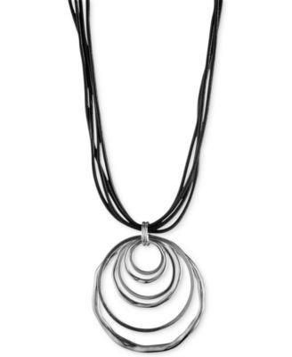 Silver-Tone Orbital Pendant Necklace