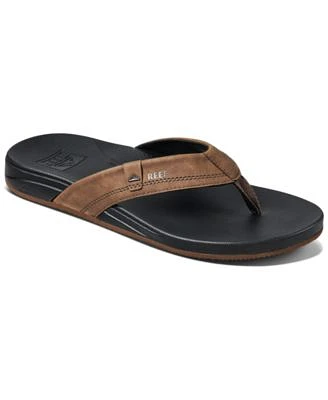 Men's Cushion Spring Faux-Leather Flip Flops