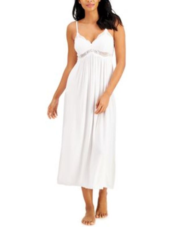 INC International Concepts Knit Lace Cup Long Nightgown Lingerie, Created  for Macy's