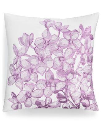 Embroidered Hydrangea 18" Square Decorative Pillow, Created for Macy's