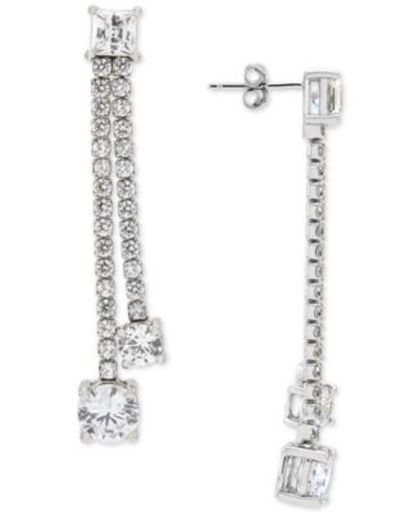 arabella swarovski zirconia crystal cluster drop earrings in sterling silver