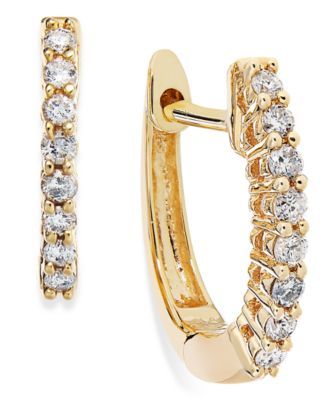 Diamond Mini Hoop Earrings (1/8 ct. t.w.) 10k White, Rose or Yellow Gold
