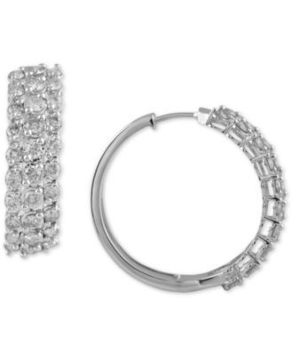 Diamond Triple Row Hoop Earrings (2 ct. t.w.) in 10k White Gold