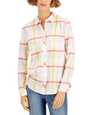 Cotton Plaid-Print Button-Down Shirt, Created for Macy's