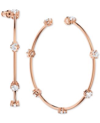 Rose Gold-Tone Large Crystal Hoop Earrings, 2.5"