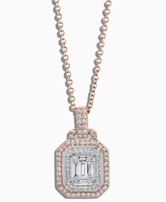 EFFY® Diamond Halo 18" Pendant Necklace (3/8 ct. t.w.) in 14k Rose Gold & White Gold