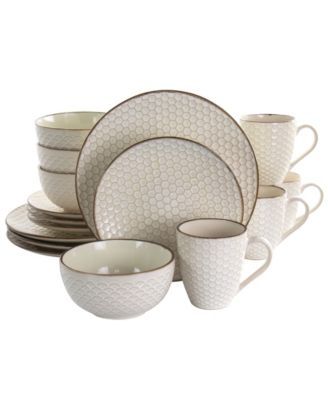 Elama 16-Piece Cara White Porcelain Dinnerware Set (Service for 4