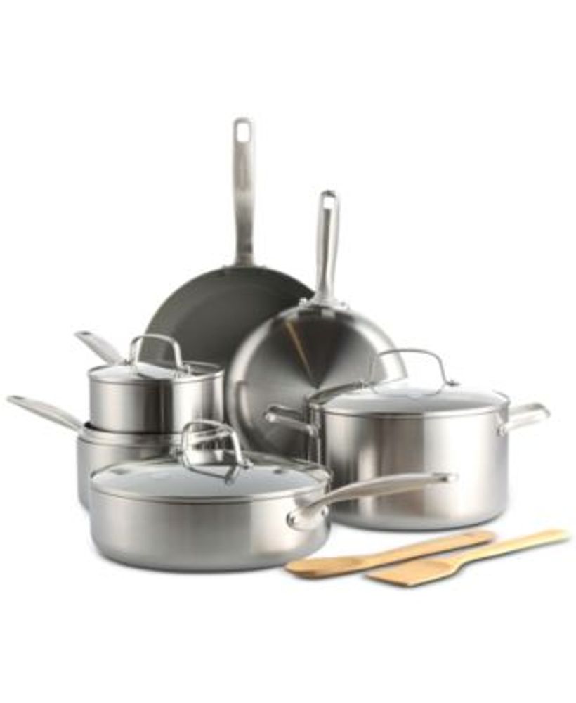 Levels 11-Pc. Stainless Steel Stackable Ceramic Nonstick Cookware Set,  Created for Macy's