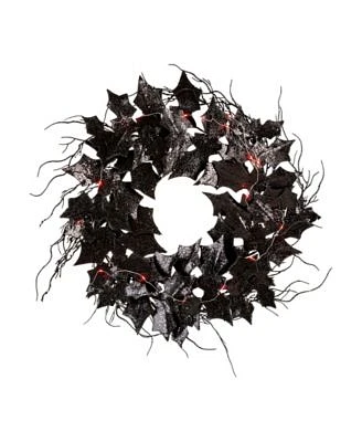 26" D Lighted Halloween Bat Wreath