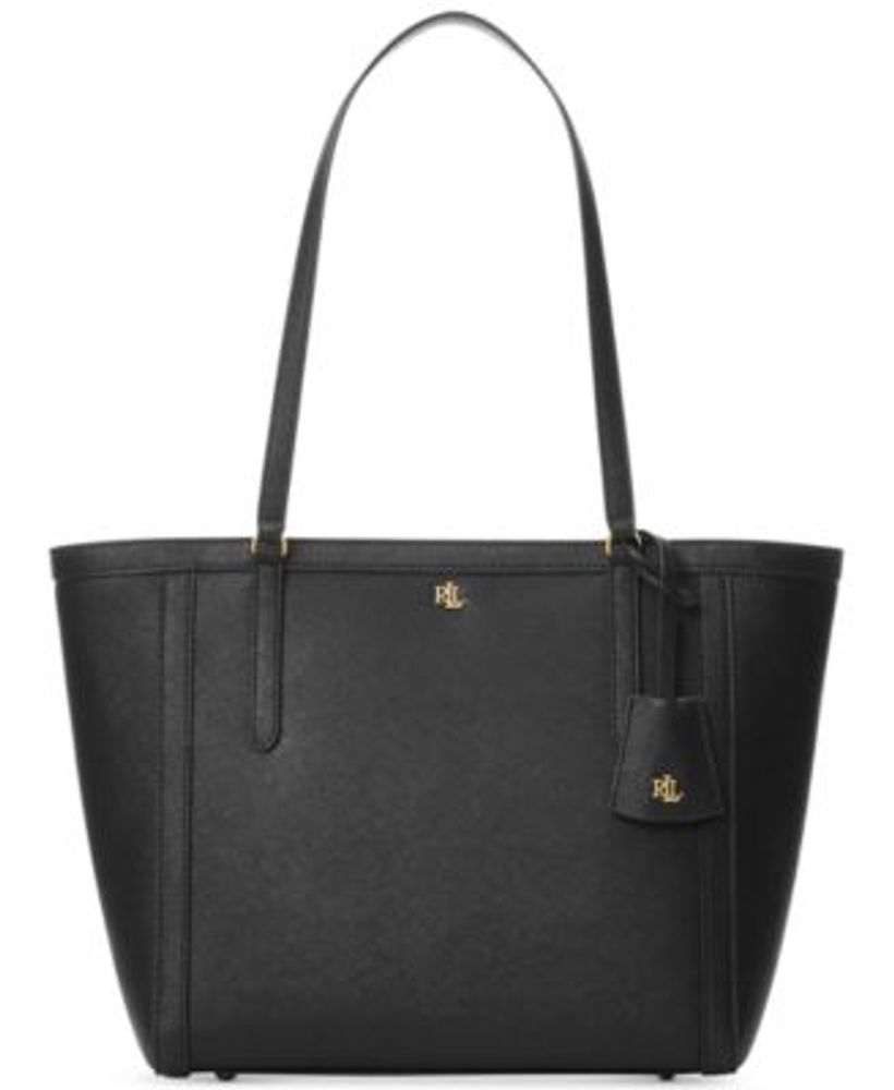 Ralph Lauren Clare Cross Hatch Leather Slim Tote