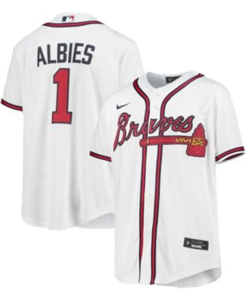 Nike Youth Boys and Girls Ozzie Albies White Atlanta Braves Home Replica  Player Jersey