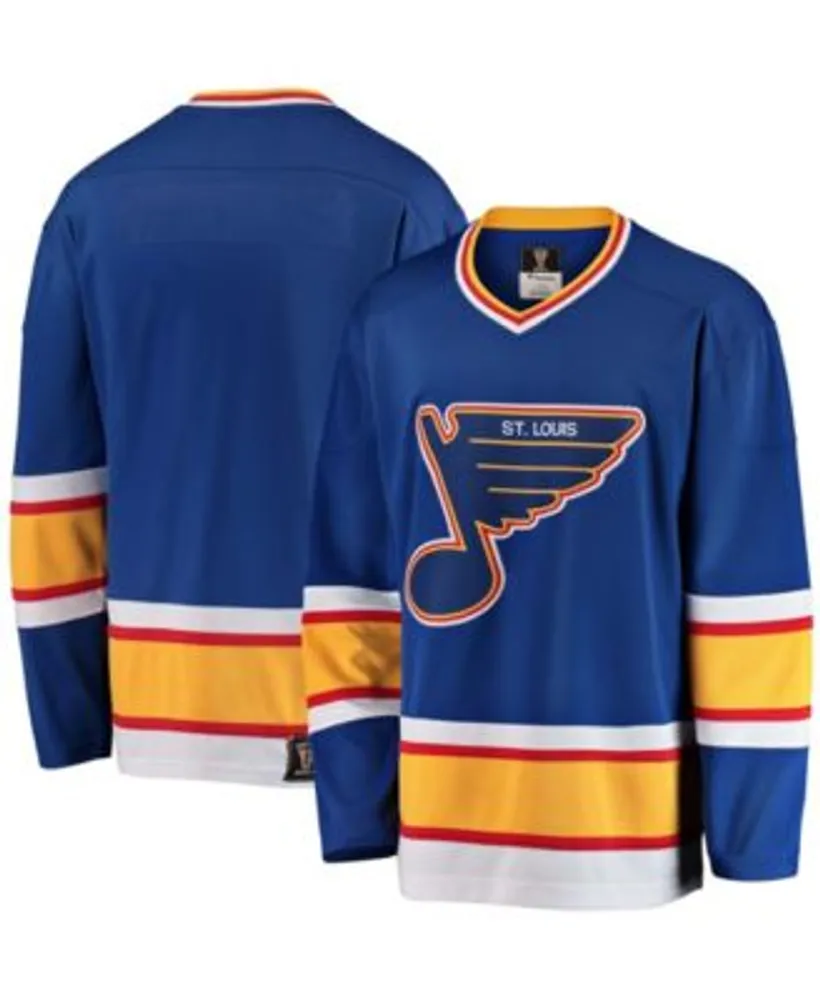 Men's Starter Navy/Blue St. Louis Blues Cross Check Jersey V-Neck Long Sleeve T-Shirt Size: Large