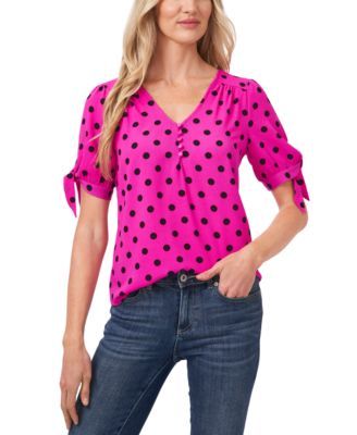 Disco Dot Tie-Sleeve Blouse