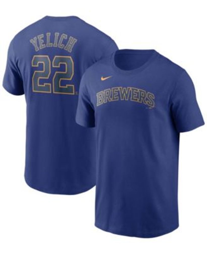 Youth Milwaukee Brewers Christian Yelich Majestic Navy Name & Number T-Shirt
