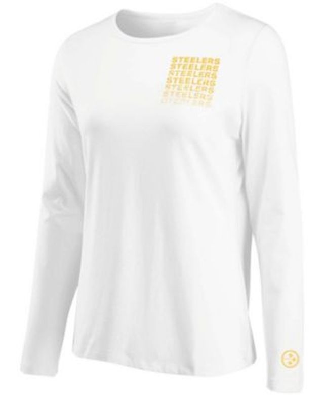 Women's WEAR by Erin Andrews White Pittsburgh Steelers Celebration Cropped  Long Sleeve T-Shirt