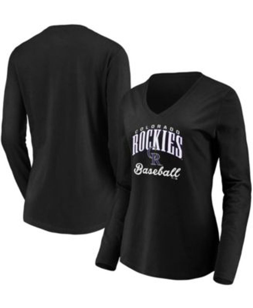 Fanatics Women's Black Colorado Rockies Victory Script V-Neck Long