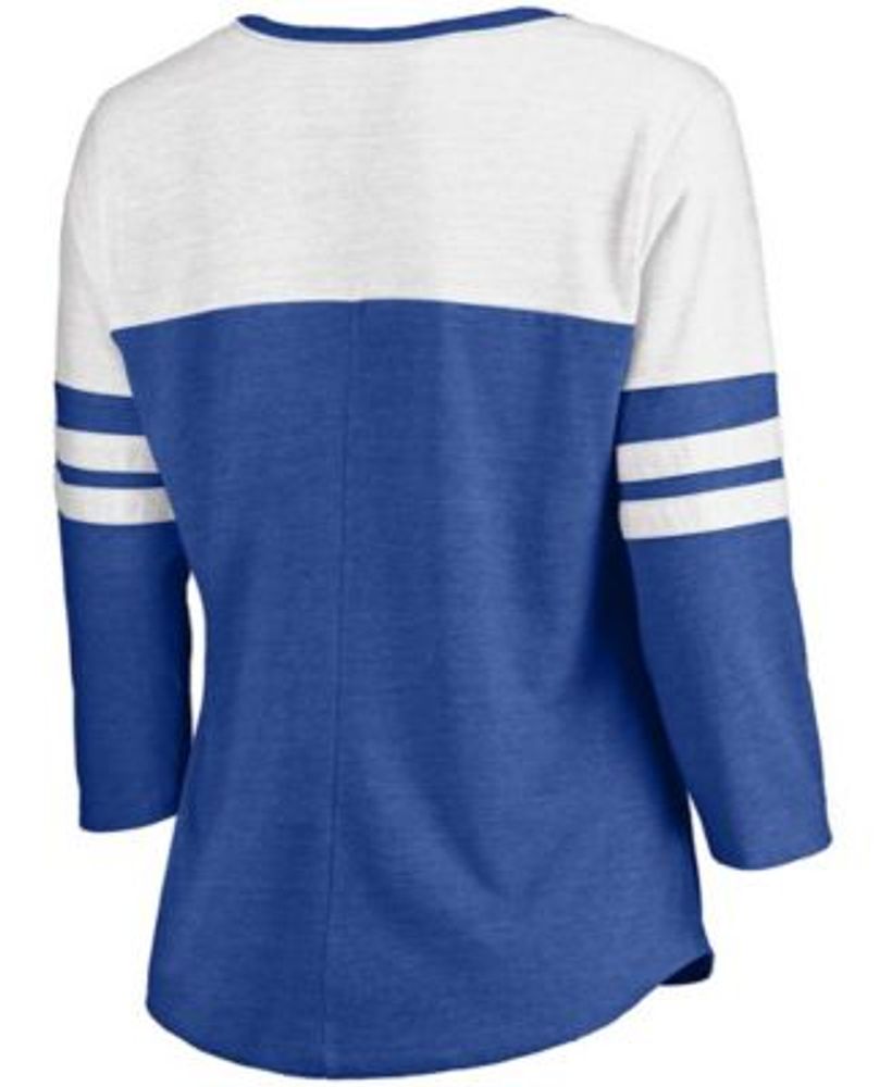 Fanatics Women's Heathered Royal, White Los Angeles Dodgers Official  Wordmark 3/4 Sleeve V-Neck T-shirt