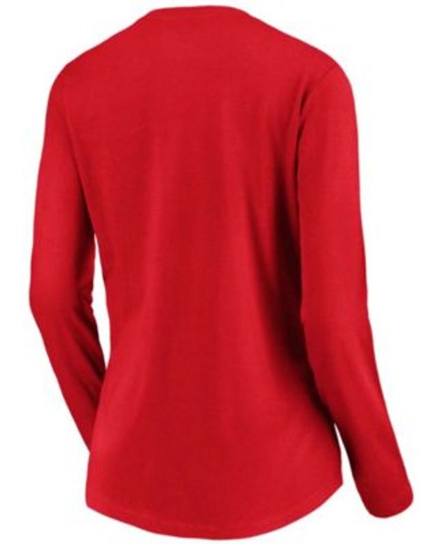 Fanatics Women's Red Washington Nationals Core Live For It V-Neck Long  Sleeve T-shirt