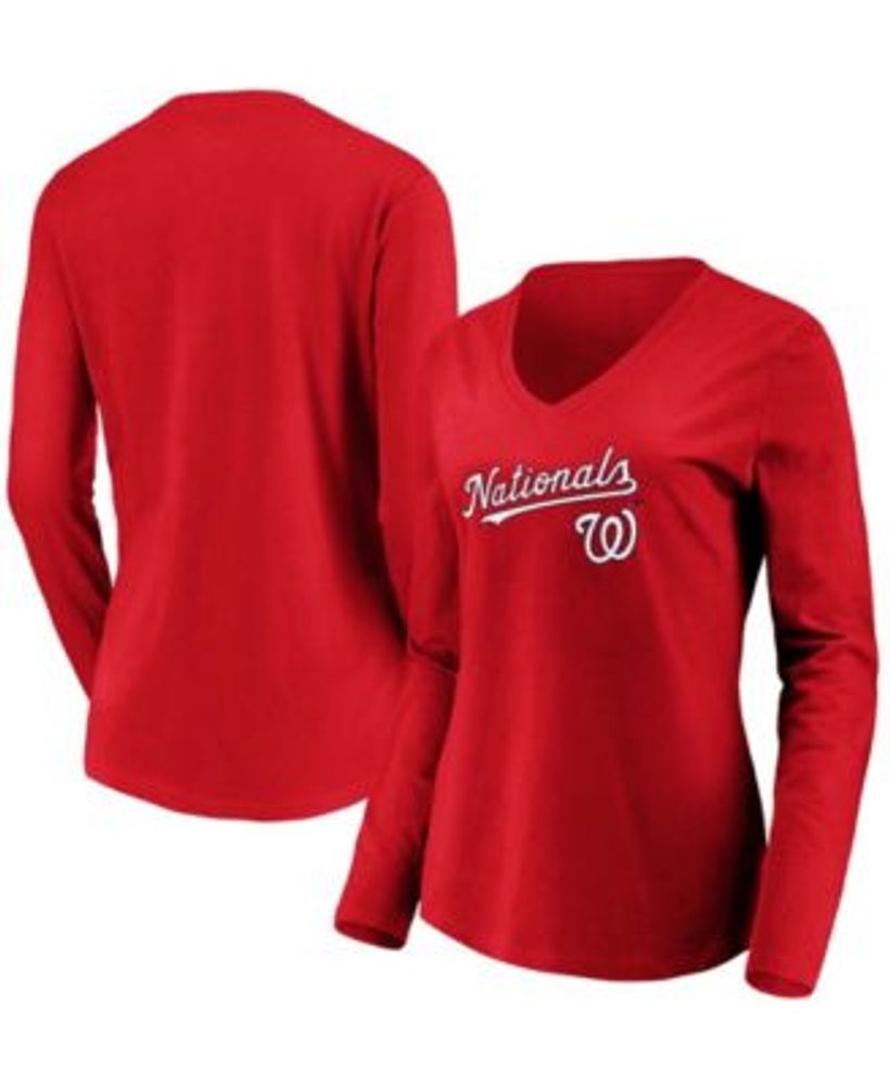 Fanatics Branded Women's Red Los Angeles Angels Core Live for It V-Neck Long Sleeve T-Shirt - Red