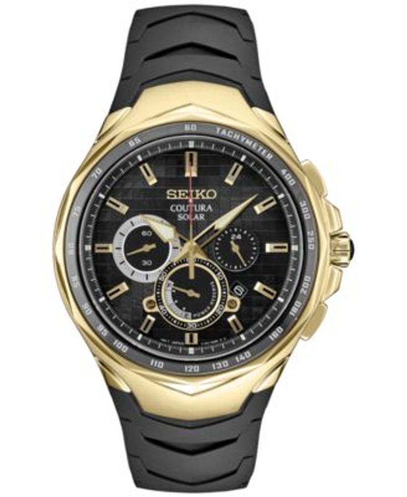 Seiko Men's Chronograph Coutura Solar Black Rubber Strap Watch 46mm |  Hawthorn Mall