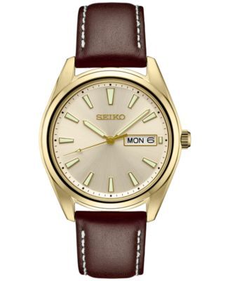 Seiko Men's Essentials Brown Leather Strap Watch 40mm | Mall of America®