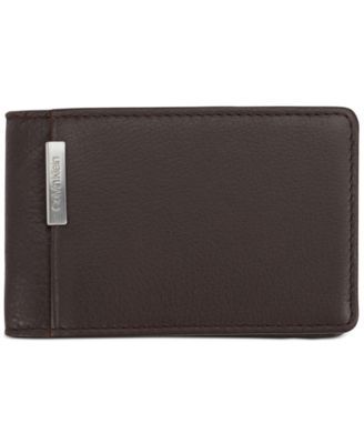Men's Pebbled Leather RFID Bifold Wallet with Removable Money Clip