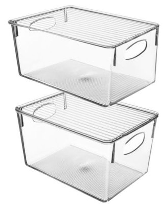 mDesign Plastic Storage Bin with Handles for Office, 10 Long