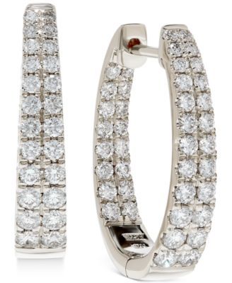 Diamond Graduated & Out Hoop Earrings (1-1/2 ct. t.w.) 14k White or Yellow Gold