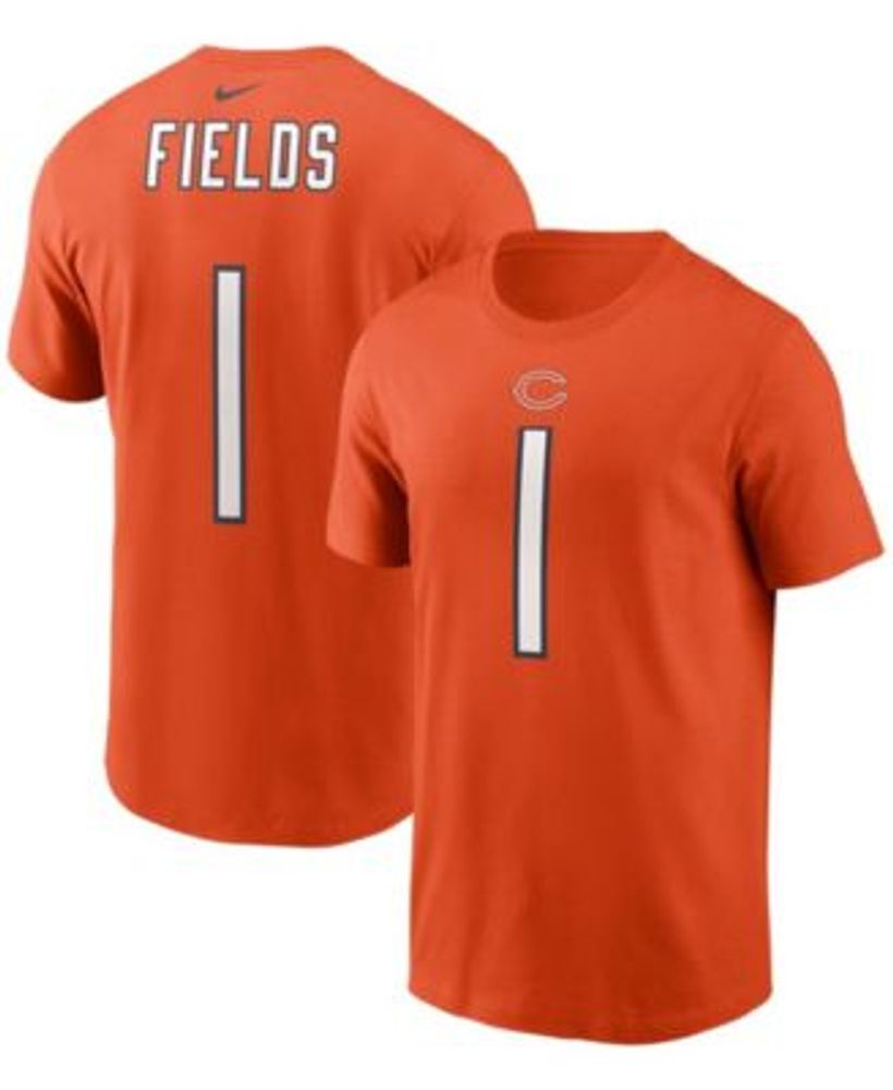 Nike Men's Justin Fields Orange Chicago Bears 2021 NFL Draft First Round  Pick Player Name Number T-shirt