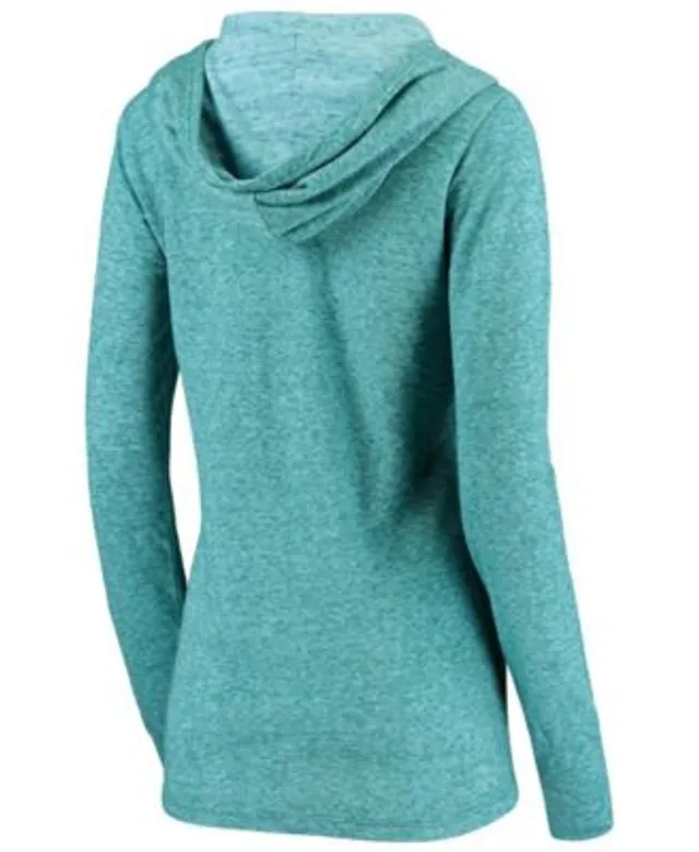 Women's Nike Aqua/Heathered Charcoal Miami Dolphins Chevron Hoodie  Performance Long Sleeve T-Shirt 