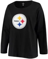 Women's New Era Black Pittsburgh Steelers Crop Long Sleeve T-Shirt 