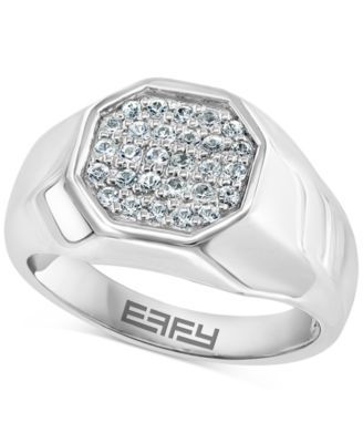 EFFY® Men's White Sapphire Octagon Cluster Ring (1/2 ct. t.w.) in Sterling Silver