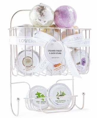 Aromatherapy Shower Steamer Tablets and Bath Bombs Body Care Gift Set, Bath and Shower Caddy Set, 11 Piece