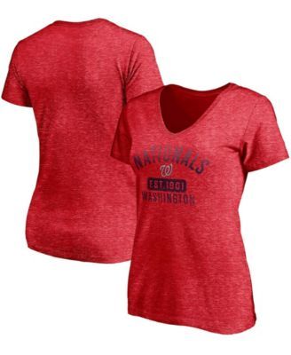 Women's Washington Nationals Nike Navy/Red Performance V-Neck Boxy T-Shirt