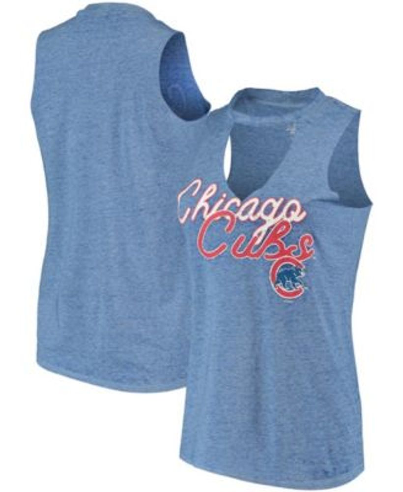 Women's Navy Chicago Cubs Plus Size Racer Back Scoop Neck Tank Top