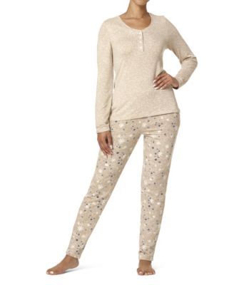 Women's Snowstar Henley Ribbed Pajama Set