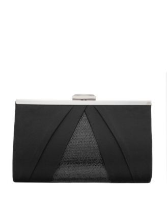 Women's Pleated Stain Crystal Frame Clutch