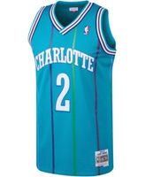 Big & Tall Men's Larry Johnson Charlotte Hornets Mitchell and Ness Swingman  White Throwback Jersey