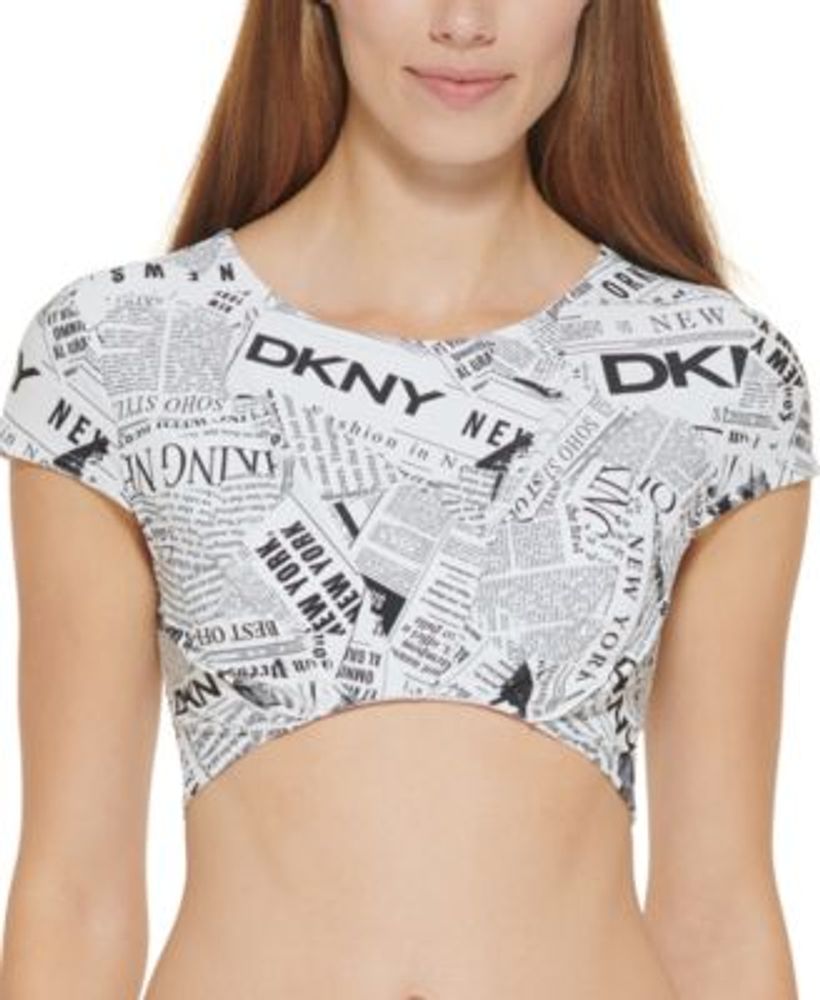 Newsprint Cropped Bikini Top