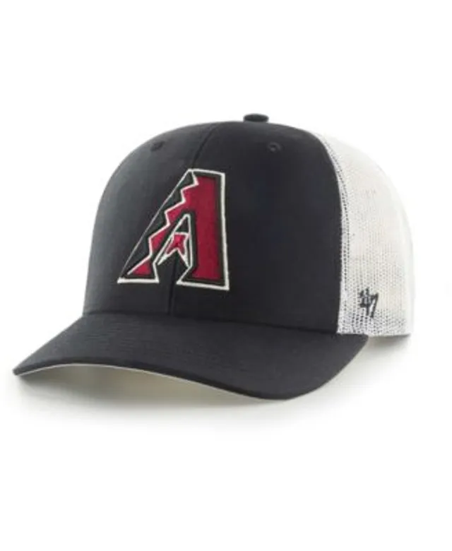 Men's Black, White Arizona Diamondbacks Logo Patch 9FORTY Trucker Snapback  Hat