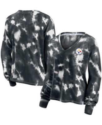 Fanatics Women's White And Navy Chicago Bears Sport Resort Tie-dye V-neck  Long Sleeve T-shirt In White/navy