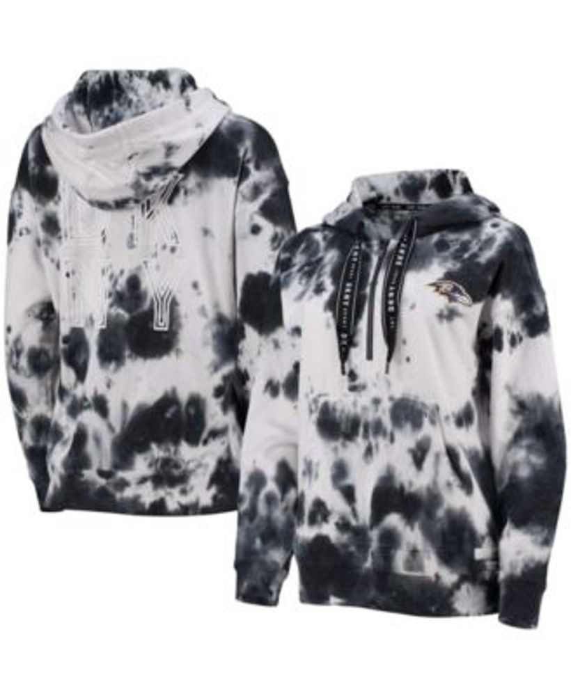 Miami Dolphins DKNY Sport Women's Dakota Oversized Tie-Dye Half-Zip Hoodie  - White/Black