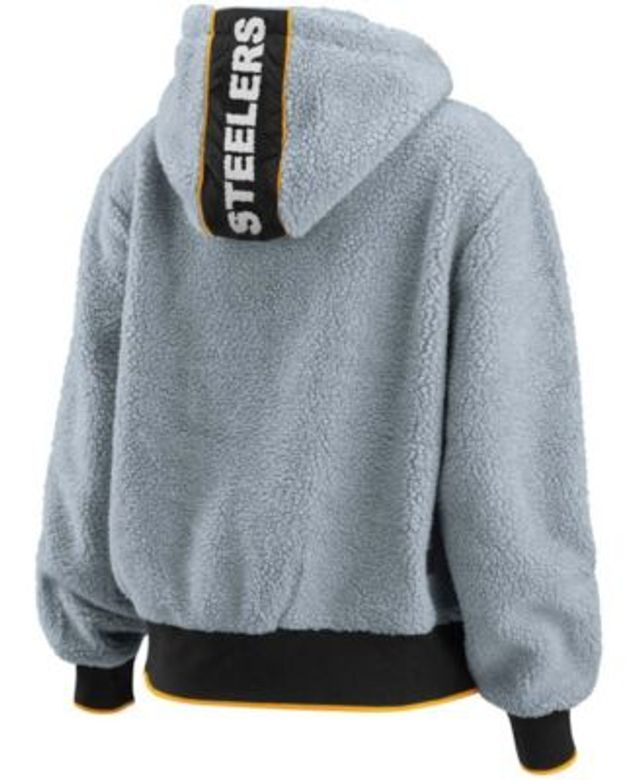 Pittsburgh Steelers Profile Women's Plus Size Sherpa Quarter-Zip Jacket -  Gray