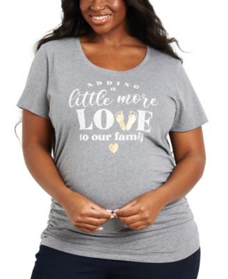 Plus Size Adding A Little Love Graphic-Print Maternity T-Shirt