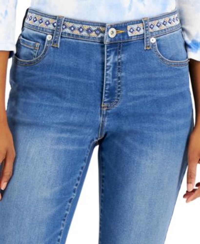 Women's Mid Rise Embellished Skinny Jeans, Created for Macy's