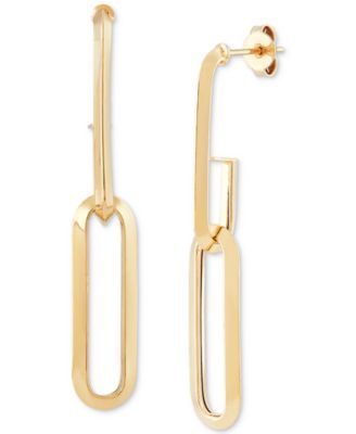 Polished Link Drop Earrings in 10k Gold