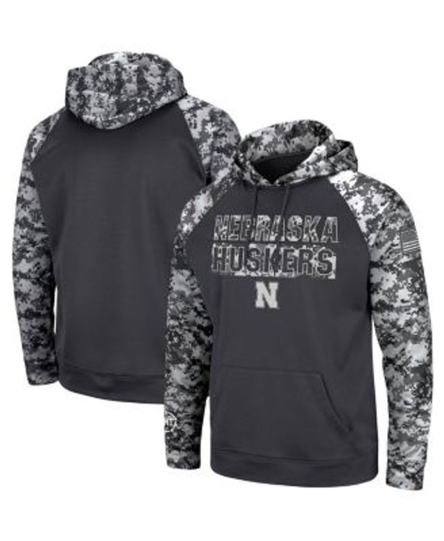 Men's Colosseum Gray/Arctic Camo Nebraska Huskers OHT Military Appreciation  Tonal Raglan Pullover Hoodie