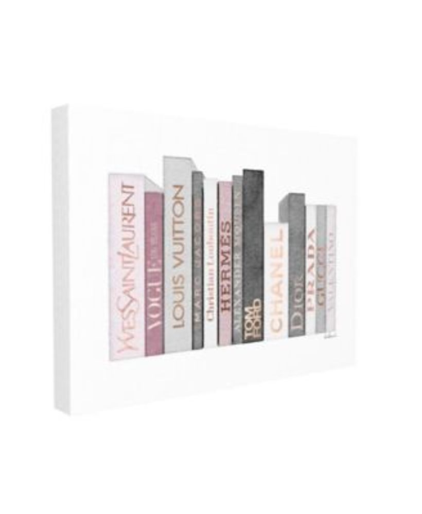Stupell Industries Fashion Designer Book Stack Pink Gray Watercolor  Stretched Canvas Wall Art, 16 x 20