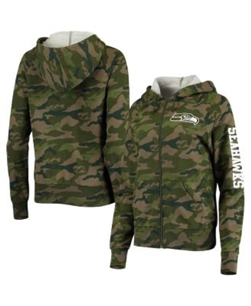 Miami Dolphins New Era Women's Camo Full-Zip Hoodie - Black