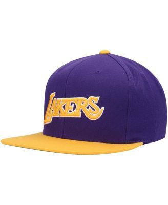 Mitchell & Ness Men's White and Purple Los Angeles Lakers 1985 NBA World  Champions Hardwood Classics Snapback Adjustable Hat